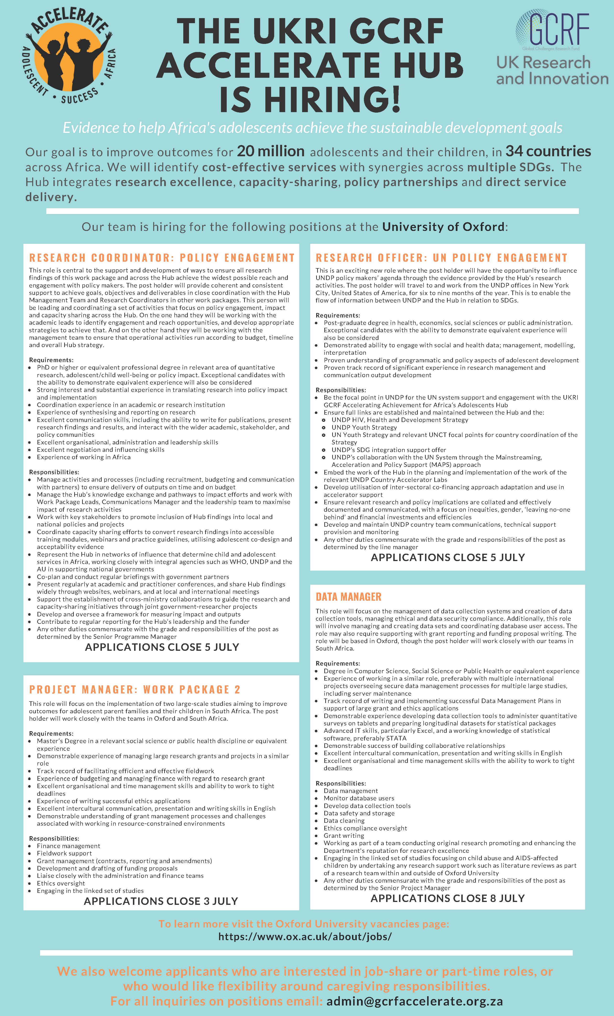 Exciting new roles available at the UKRI GCRF Accelerate Hub The UKRI